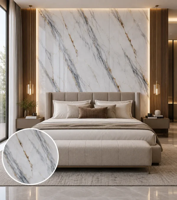 White Black & Gold Marble Sheet
