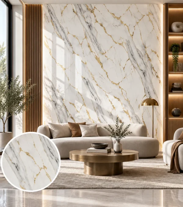 White & Gold Marble Sheet