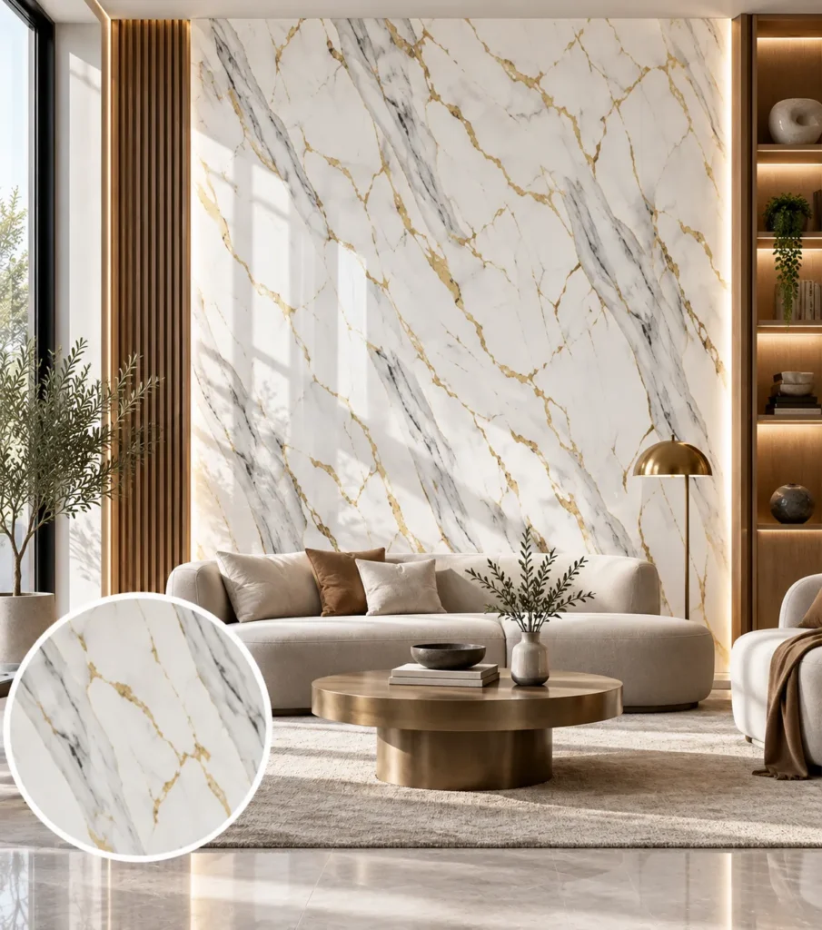 White & Gold Marble Sheet